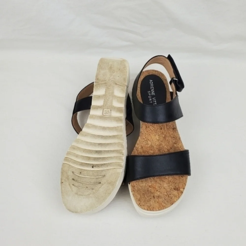 Adrienne vittadini Av-Doug black wedge sandals size 7.5M